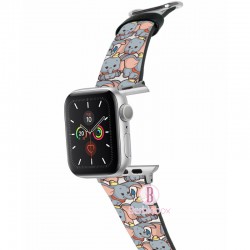 迪士尼 Apple Watch十字紋牛皮錶帶(大頭系列滿版小飛象)
