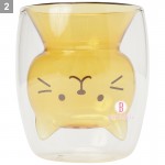 日本Fuku貓咪頭仔耐熱雙層玻璃杯(茶茶)