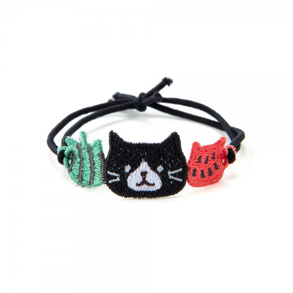 日本Fuku貓咪香味防昆蟲剌繡手鍊西瓜篇(3)黑貓咪