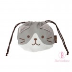 日本Fuku貓咪束帶保冷保暖環保袋(灰白貓咪)