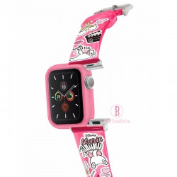 Disney夏日塗鴉風Apple Watch透明PVC錶帶連保護殻(瑪莉貓)