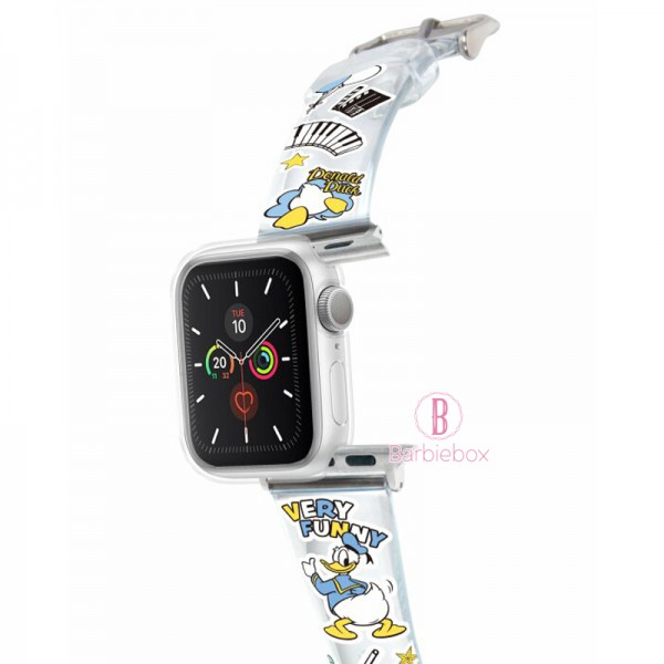 Disney夏日塗鴉風Apple Watch透明PVC錶帶連保護殻(唐老鴨)