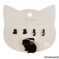 Mofusand可愛隨意耳環髮飾套裝(黑貓款)