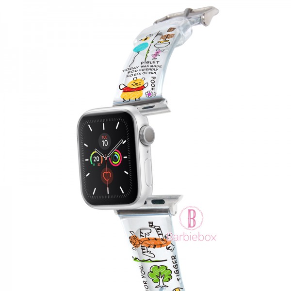 Disney Apple Watch透明PVC錶帶連保護殻(維尼家族蠟筆款)