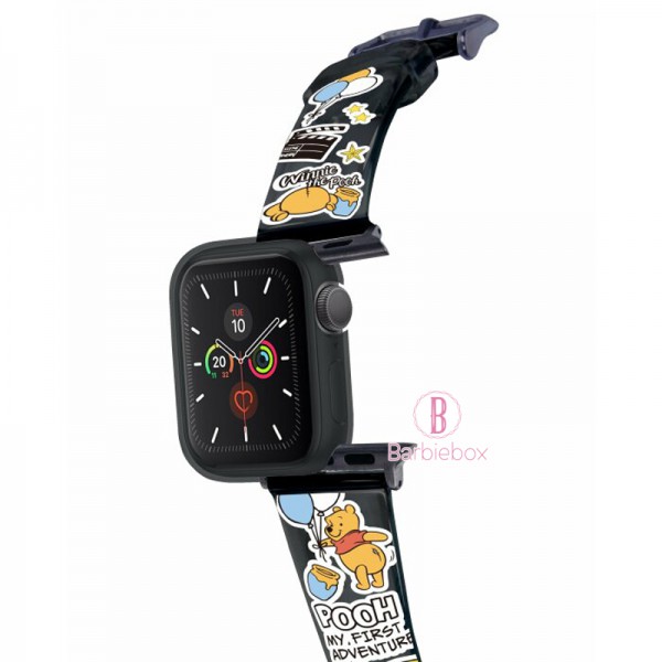 Disney夏日塗鴉風Apple Watch透明PVC錶帶連保護殻(維尼)