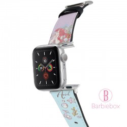 迪士尼公主柔風系 Apple Watch十字紋牛皮錶帶(小魚仙)