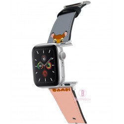 迪士尼 Apple Watch十字紋牛皮錶帶(小鹿班比)