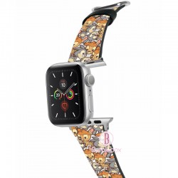 迪士尼 Apple Watch十字紋牛皮錶帶(大頭系列滿版斑比)