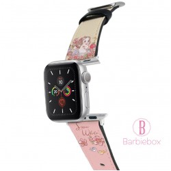迪士尼公主柔風系 Apple Watch十字紋牛皮錶帶(白雪)