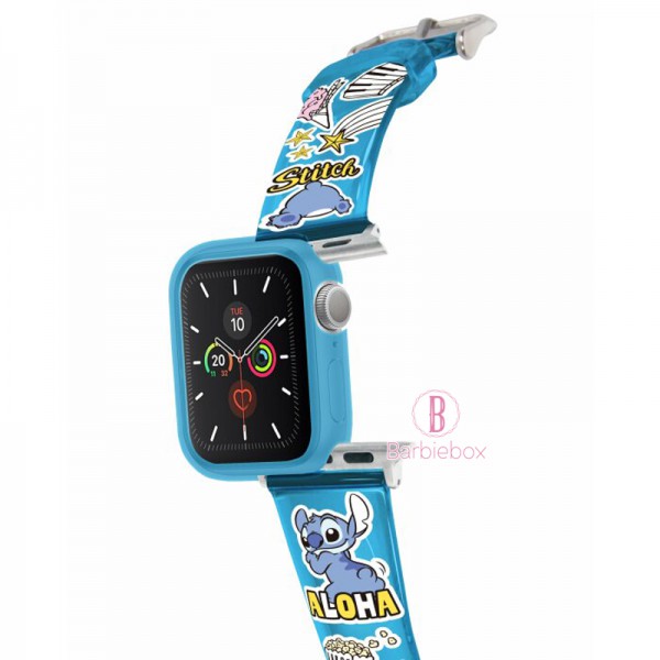 Disney夏日塗鴉風Apple Watch透明PVC錶帶連保護殻(史迪仔)