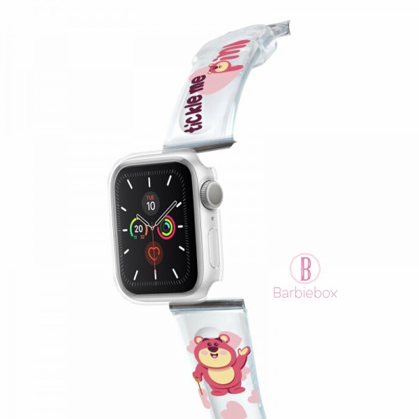 Disney Apple Watch透明PVC錶帶連保護殻(勞蘇心心可愛風)