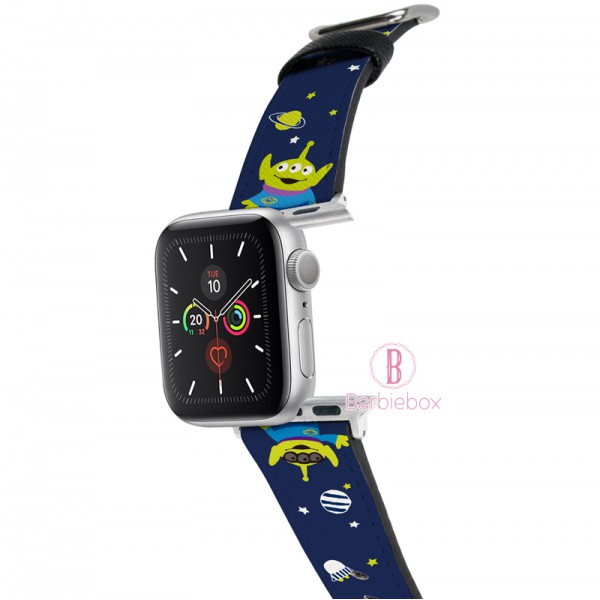 迪士尼 Apple Watch十字紋牛皮錶帶(星空三眼仔)